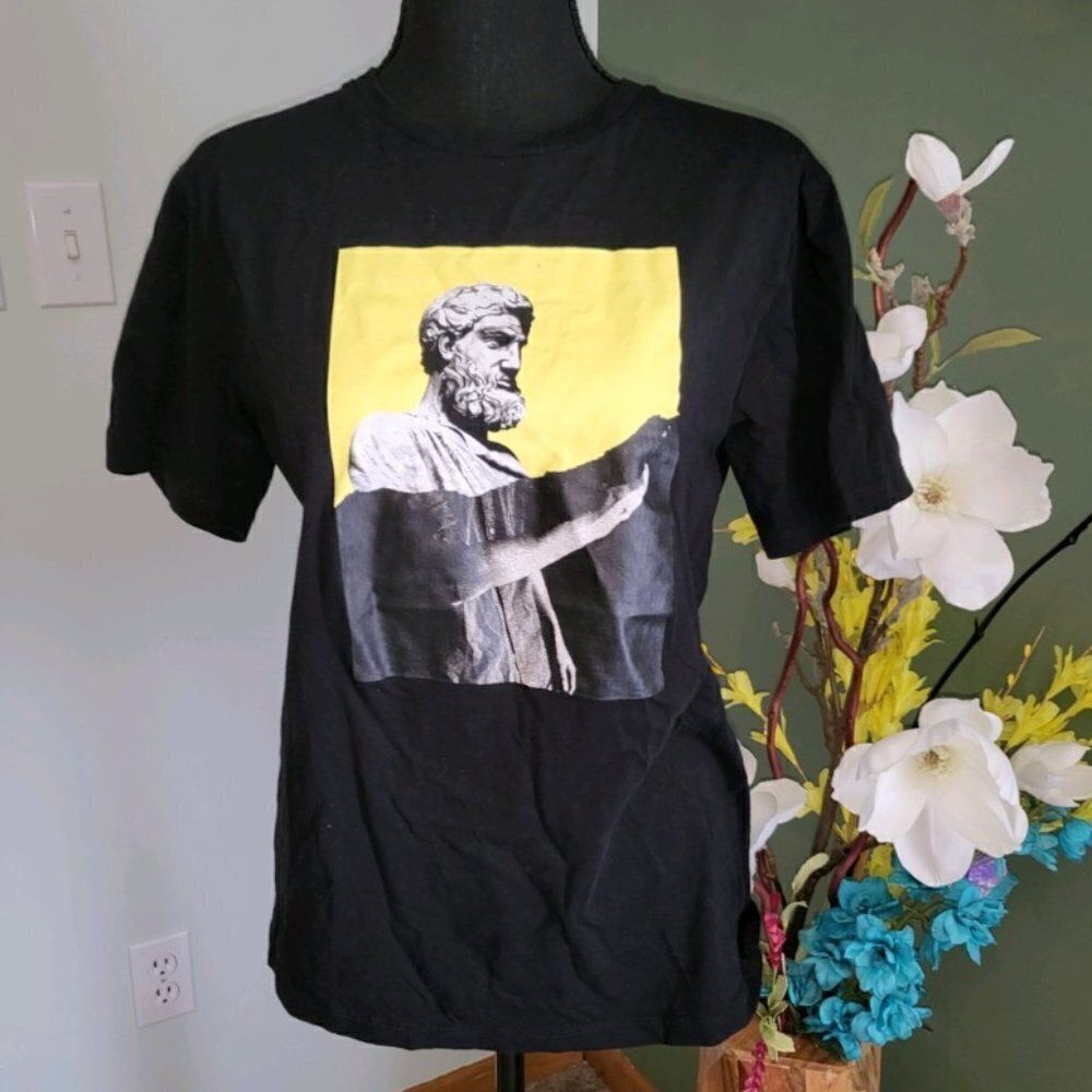 Zara Unisex Greek Statue T-Shirt S Black